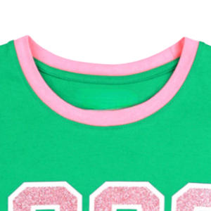 T-shirt vert à manches longues AKA 1908 pour femme, broderie chenille, vêtements de sororité grecque, tee-shirt en coton premium, coupe élégante - Product Image 5