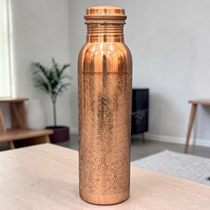 Heritage Pattern <b>Copper</b> <b>Drinking</b> <b>Bottle</b> from Indian exports international. ( Certified pure <b>copper</b> ) - Product Image 1