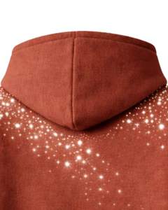 Sudadera con capucha para hombre, color naranja óxido, con pedrería, extragrande, de forro polar grueso, con bolsillo canguro, estilo streetwear personalizado, de fabricante - Product Image 5