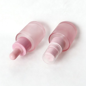 20/30ml ピンクフロストガラス製ドロッパー＆ポンプボトルセット - エッセンシャルオイル、美容液、スキンケア用詰め替え可能な化粧品容器 - Product Image 4
