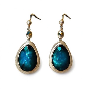 Pendientes de gota de labradorita de Plata de Ley 925 de estilo simple Patrón clásico Chapado en oro de 18K - Product Image 3