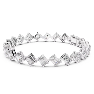 Bracelet tennis de luxe en or blanc 18 carats avec diamant de laboratoire taille émeraude de 13,7 carats, plaqué rhodium, pour femme, idéal pour mariage et fiançailles - Product Image 1