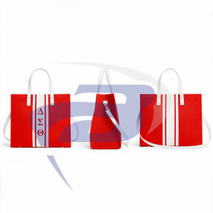 Sac fourre-tout en jute résistant à l'eau Delta Sigma Theta avec fermeture éclair, élégant sac à main à lettres grecques pour les membres de la sororité DST - Product Image 3