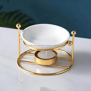 Portavelas de metal para velas de té, decoración del hogar, quemador de aceite, difusor de aroma, horno, dorado y blanco - Product Image 5