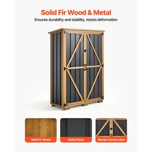 Caseta de Almacenamiento para Exteriores de 46.06" X 62.99", Caseta de Madera y Metal para Herramientas de Jardín con Puertas con Cerradura, Techo Inclinado Impermeable - Product Image 2