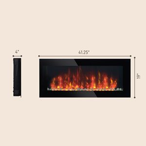 Caminetto Elettrico da Parete 105 cm 1500W con Effetto Fiamma a 7 Colori, Display LCD, Vetro Nero, Installazione a Incasso, Spina UK - Product Image 3