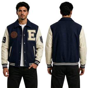 American Style Baseball Wool <b>Jacket</b> In Different Colors Wool Leather Sleeves Chenille Patch Letterman Stadium <b>Men</b> Varsity <b>Jacket</b> - Product Image 2