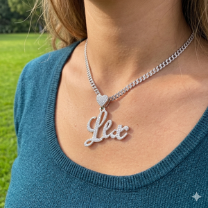 Collar con Letra Personalizable en Cursiva de Oro de 10K, Colgante con Cierre de Corazón con Diamantes Moissanite, Letra Personalizada, Regalo Moderno - Product Image 2