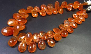 African Sunstone <b>Rainbow</b> Pear Gemstone Faceted Beads 9-16mm Natural Full Sparkle Orange Confetti 8.5" Strand DIY <b>Top</b> Grade - Product Image 3