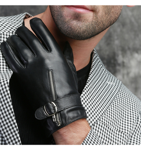 Leather Full Finger <b>Thermal</b>/Insulated Tactical <b>Gloves</b> with Adjustable Wrist Strap for Cycling and Party Use Unisex Black - Product Image 3