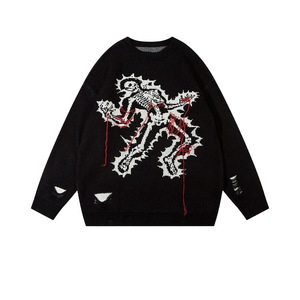 Suéter de punto unisex con diseño de calavera divertida, manga larga, 100% acrílico, de marca de moda, con logo frontal, novedad otoño 2026 para hombre y mujer - Product Image 5