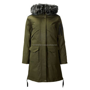 Chaqueta de invierno de diseño personalizado para mujer, cortavientos impermeable para exteriores, capucha de piel transpirable, proceso tejido, producto terminado - Product Image 2