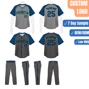Conjunto de Uniforme de Béisbol Personalizado con Rayas, Jersey y Pantalones Sublimados, Venta al Por Mayor para Equipos - Product Image 1