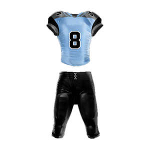 Uniforme de Fútbol Americano para Hombre, Color Azul Claro y Negro, Cuello en V, Manga Corta, Tela de Poliéster, Uniforme de Fútbol Masculino de Moda - Product Image 1