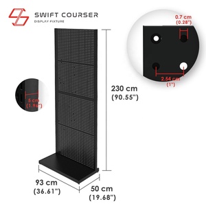 Exhibidor Giratorio de Metal con Recubrimiento en Polvo de Alta Resistencia para Tiendas, Organizador de Panel Perforado de Pie, Panel Perforado Móvil para Palos de Golf - Product Image 5