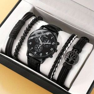NW1446 Punk Leather Bracelets Men's Rhinestone Calendar Fashion Casual Quartz <b>Watch</b> - Product Image 1