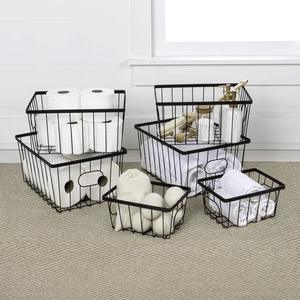 Cesta de Almacenamiento Compacta de Metal Negro, Organizador de Baño Resistente - Product Image 6