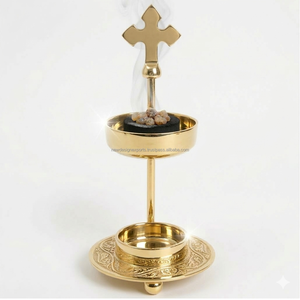 Shiny Gold Brass Adjustable Incense Burner with <b>Cross</b> <b>Top</b>-Eco-Friendly 100% Natural Spring/Summer Use - Product Image 5