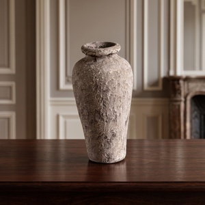 Antique Rustic Handmade Tall <b>Ceramic</b> Urn <b>Vase</b> Wide Mouth Terracotta Clay Tabletop <b>Vase</b> for Living Room Home Decoration - Product Image 2