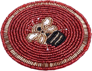 Exclusive Design Handcrafted Beaded Butterfly Tea Coaster <b>Red</b> and Golden with <b>Sequin</b> Details for Elegant Table Decor coaster - Product Image 6
