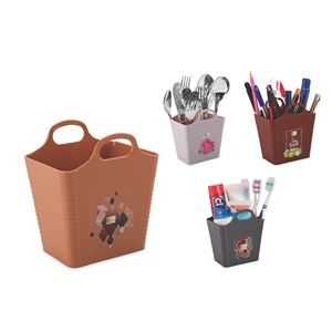 Organisateur de couverts rotatif en plastique avec égouttoir pour couteaux, fourchettes, cuillères et baguettes - Product Image 2