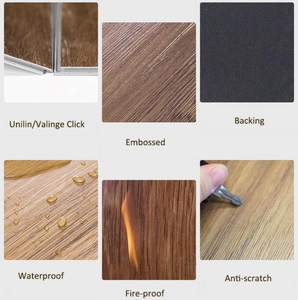 Plancher <span class=keywords><strong>en</strong></span> PVC SPC de 7 mm, système de clic Unilin, prix d'usine OEM, imperméable, ignifuge, plancher <span class=keywords><strong>en</strong></span> <span class=keywords><strong>vinyle</strong></span> de luxe imitation bois et carrelage, plancher <span class=keywords><strong>en</strong></span> plastique pour intérieur - Product Image 6