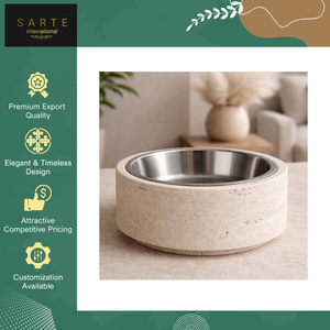 Exportador Indio Vende Elegantes y Ecológicos Comederos para Perros y Gatos de Piedra Natural Tallada, No Tóxica, Comederos de Travertino para Mascotas, Uso en Interiores, Modernos - Product Image 6