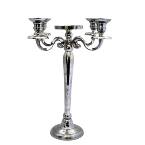 Aluminum Silver Modern <b>Candle</b> Holder with 4 Arms Shiny Nickel Plated Entryway Decorating wedding centerpiece Handmade Candelabra - Product Image 1