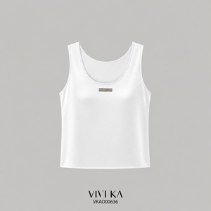 Débardeur en satin blanc sans manches pour femme, col rond, respirant, doux, style décontracté d'été, Mixnmatch Style HELENA - Product Image 2