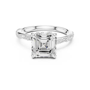 Anillo de boda con diamante natural talla Asscher certificado por GRA, elaborado en oro blanco de 14K, diseño personalizado disponible a un precio razonable. - Product Image 1