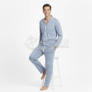 Ensemble de pyjama en soie tendance pour homme, deux pièces, confortable et respirant, pour la maison et le repos 2026 - Product Image 5