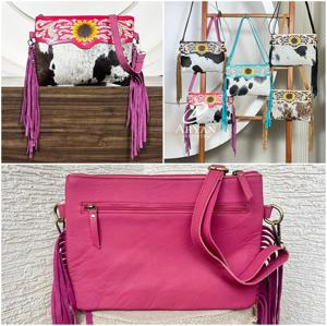 2026 Wholesale Hand Tooled Cowhide Leather Fringe Bags Western Style Sunflower Design Crossbody Shoulder Bag Purse for Women - Product Image 1