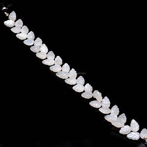 Perles de pierre de lune blanche naturelle AAA, forme de feuille, sculptées à la main, 10x11MM, perles de pierre de lune en vrac, 8 pouces, pour la fabrication de bijoux en gros - Product Image 6