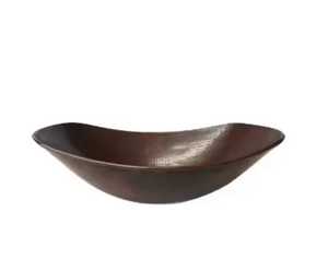 Évier rectangulaire en cuivre martelé à encastrer, vasque de salle de bain minimaliste en bronze, bol artistique à poser sous le meuble pour luminaires design - Product Image 3