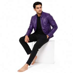 sleek men leather <b>jacket</b> offering a <b>smart</b> fit soft comfort durable quality and stylish appeal for <b>casual</b> outings daily wear - Product Image 5