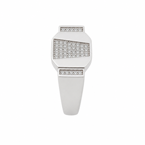 Bague Chevalière Rectangulaire en Argent Sterling 925 pour Homme, Pavée de Diamants, Finition Polie, Design Géométrique Audacieux, Idéale pour Mariage, Fêtes et Usage Quotidien - Product Image 5