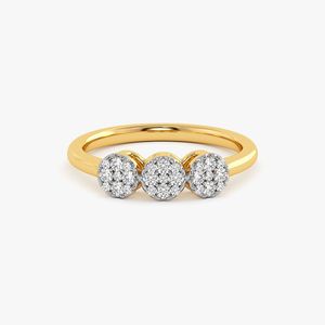 Yellow Gold Three Circle Cluster Lab Grown Diamond Ring - Product Image 1