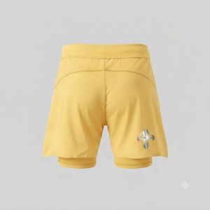 Shorts de combat MMA jaunes pour hommes, séchage rapide, avec poches, taille élastique, style décontracté, couleur unie, longueur courte par RIVIAN ATLANTIC - Product Image 3