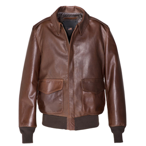 Blouson Bomber Homme en Cuir PU Marron Col Rabattu Fermeture Éclair Style Moto Coupe Droite Hiver 2027 Imperméable - Product Image 4