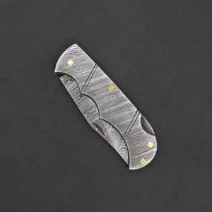 Couteau pliant compact en acier Damas, lame droite, allume-feu, étui en cuir, mini couteau de poche EDC, vente en gros OEM, 58HRC, pour l'extérieur - Product Image 6