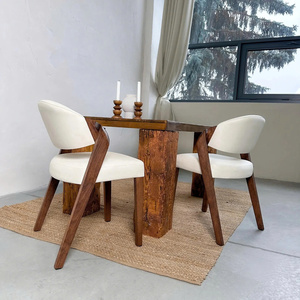 Modern Upholstered Leather <b>Dining</b> <b>Chair</b> with Solid Walnut Legs for Hotel Restaurant Furniture - Product Image 2