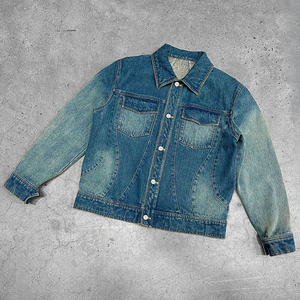 Custom Trending Design Best Quality Winter Solid Two Piece Embroidery Denim <b>Jacket</b> and <b>Straight</b> Jeans Trousers Men's Denim Suit - Product Image 5