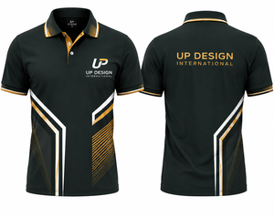 เสื้อกอล์ฟผู้ชายแบบกำหนดเอง แห้งเร็ว 100% โพลีเอสเตอร์ ระบายอากาศได้ดี ชุดทีมกอล์ฟ ปักโลโก้ด้านหน้าและด้านหลังได้ตามต้องการ ชุดกีฬา OEM - Product Image 3