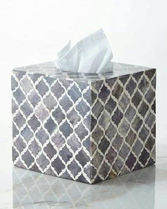 Custom Bone Inlay Tissue Box with Stunning Mother of Pearl Detailing Luxury Dining Area Bar Accessory - Product Image 1