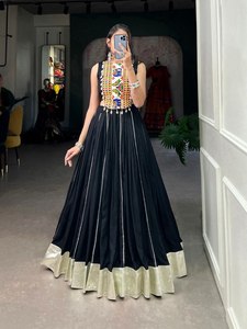 <b>Burgundy</b> Embroidered Lehenga Choli Rayon Ethnic <b>Dress</b> Set for Wedding Party Adult Women - Product Image 5