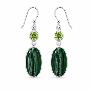 Wholesale Third Party Certified Natural Green Serpentine Peridot 925 Sterling <b>Silver</b> Bezel Set Dangle Drop <b>Earrings</b> Handmade - Product Image 1