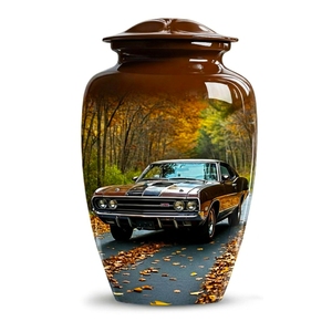 Urna Funeraria de Aluminio Sólido al por Mayor, Diseño de Coche Deportivo Rojo y Bosque Otoñal, Caja Decorativa para Cenizas - Product Image 2