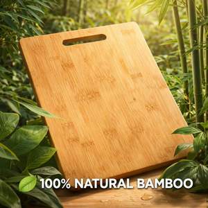 Planche à découper rectangulaire en bambou écologique avec poignée en bois, épaisseur 1,5 cm, compatible lave-vaisselle, pour la préparation des aliments en cuisine - Product Image 3