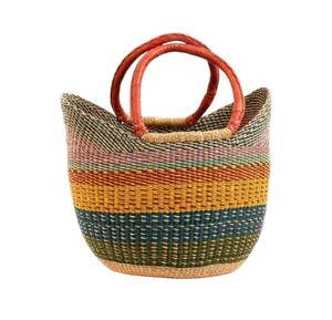 Eco Friendly Colorful Seagrass <b>Handbags</b> Luxury Leather Handle Woven <b>Straw</b> Tote Bag Fashion Women Summer Beach Bag OEM ODM - Product Image 1