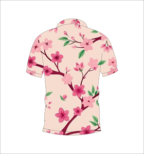 Polo personnalisé à imprimé floral rose Sakura pour homme, manches courtes, décontracté, respirant, léger, tendance, pour le golf - Product Image 2